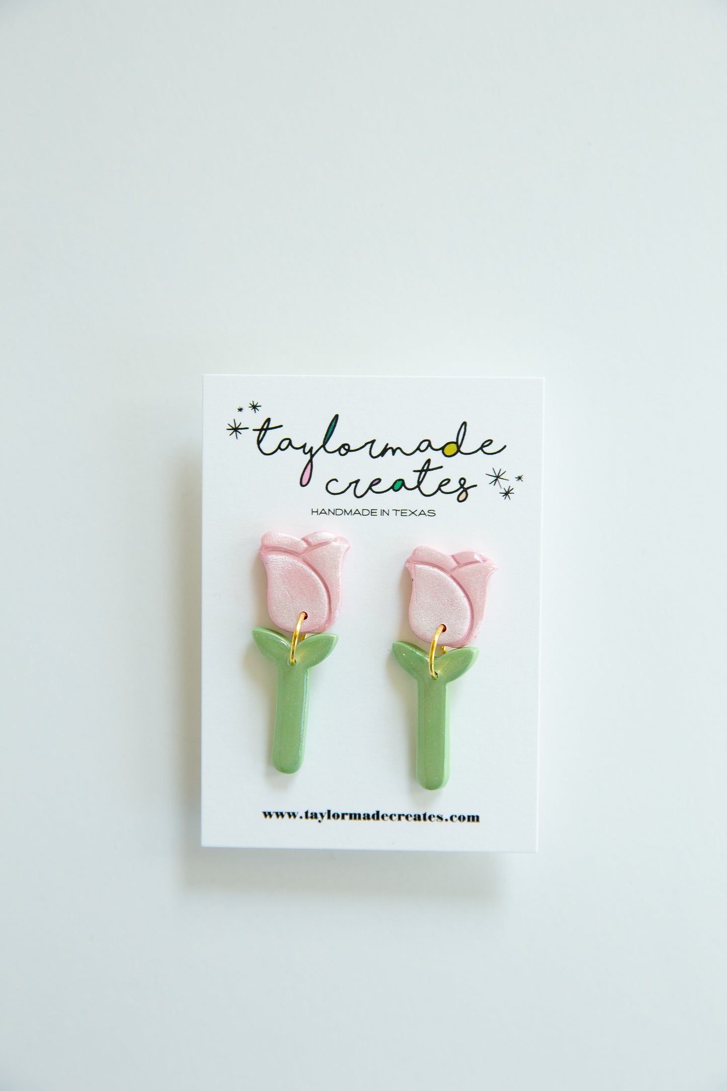Pink Pearlized Tulip Earrings - Medium