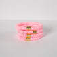 Light Pink Vinyl Disk Beaded Elastic Bracelet