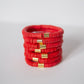 Red Vinyl Disk Beaded Elastic Bracelet